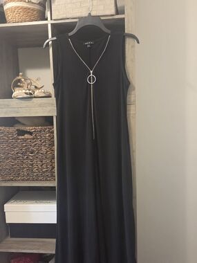 Sami & Jo Black Sleeveless Maxi ROMPER with Ring Zip Pull
